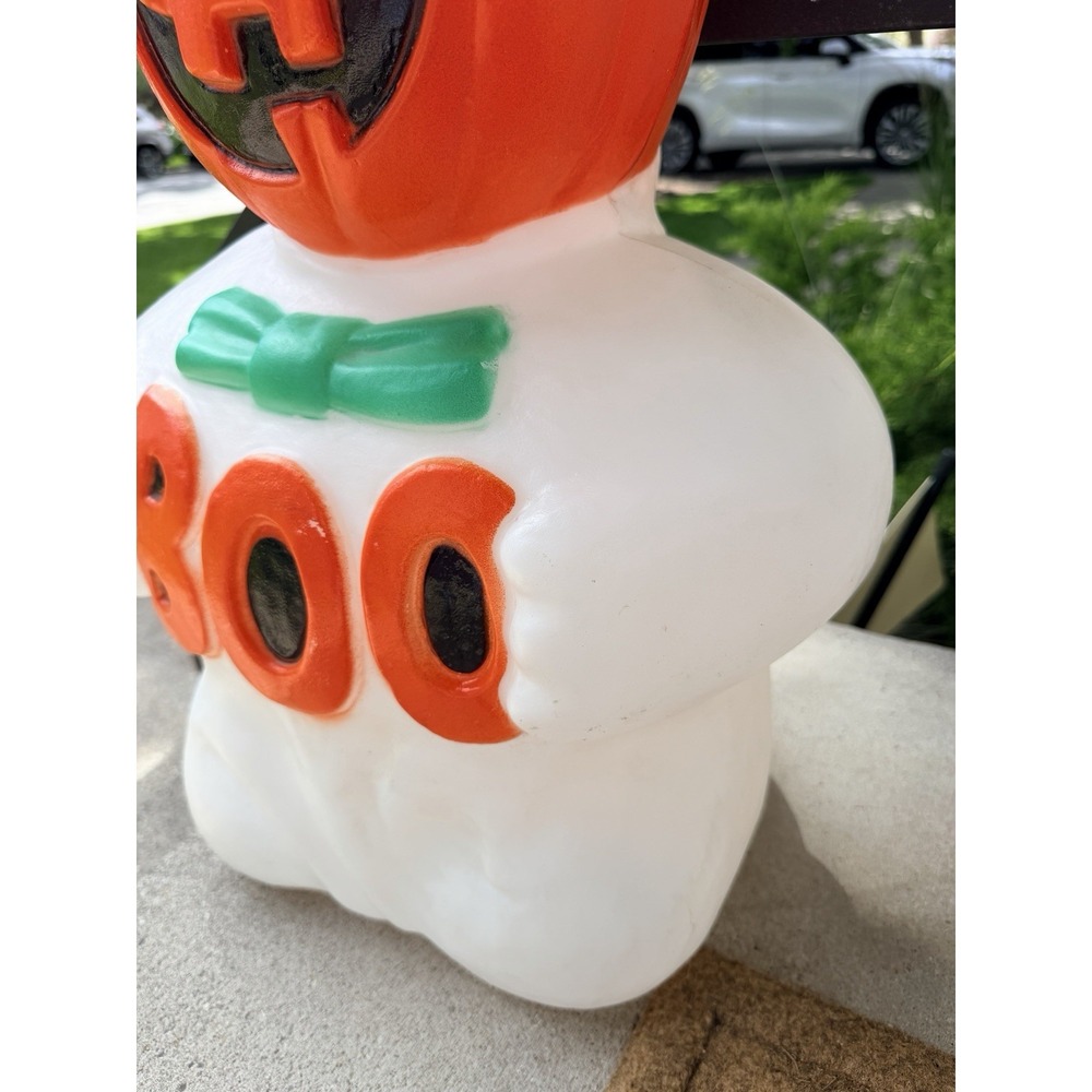 Vintage TPI Farley 1993 Ghost Pumpkin Head Halloween Blow Mold Lighted 24" BOO - Picture 3 of 6